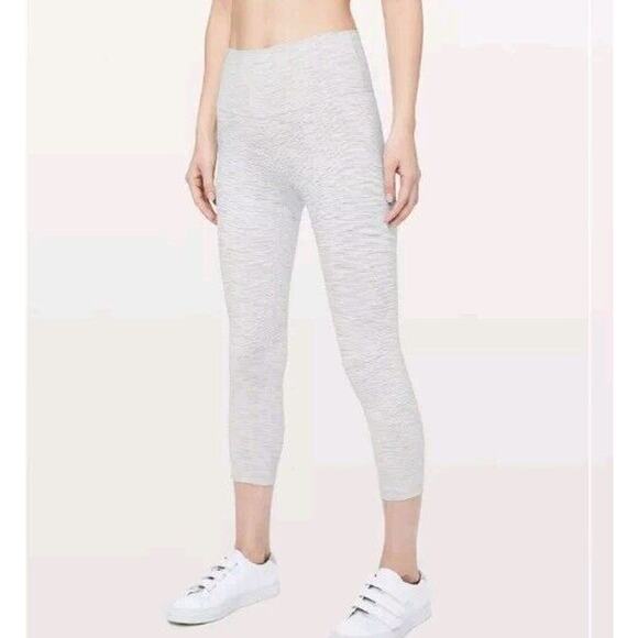 Lululemon 4 Wunder Under High Rise Crop 21” Luxtreme White Stripes LW6AXTS - Picture 12 of 12